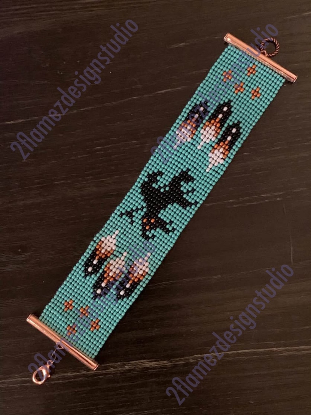 Handmade ‘Trails End’ Seed Bead Cuff Bracelet - 7.75”